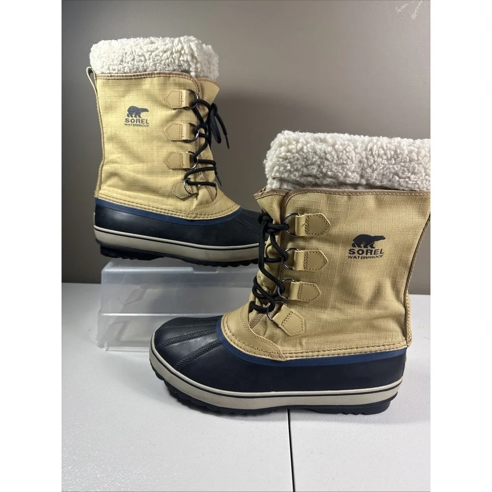 Sorel 1964 Pac Nylon Waterproof Winter Snow‎ Boot Men US 9 Tan/Black WORN ONCE!
